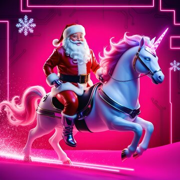 Shanta claus riding on a unicron