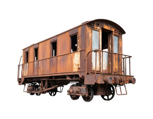 Fototapeta premium Abandoned Train Car Isolated on Transparent Background