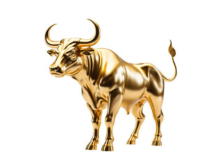 Naklejka premium Golden Bull Statue, Perfect for Financial or Decorative Use