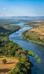 Fototapeta premium A big and long winding river acros the dry african sabana