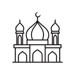Mosque islamic building line art