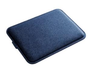 Stylish blue laptop sleeve on a white isolated background.