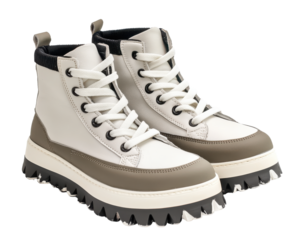 Stylish boots with thick soles, perfect for modern fashion trends, white isolate background.