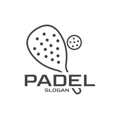 Vector Illustration Design of Paddle Racket Logo with Simple Ball