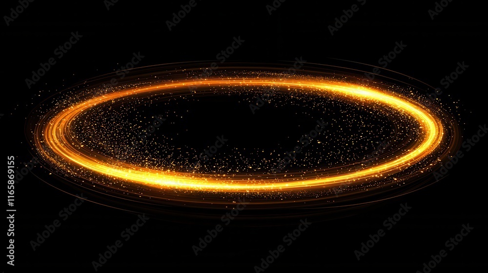 Aufkleber A glowing golden ring of light appears against a dark background, resembling a cosmic or magical effect, with sparkling particles adding depth.