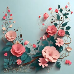3D Flower Wine Background