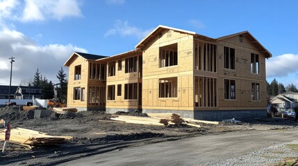 New Residential Construction: Two-Story Building Under Construction