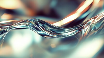 Abstract Liquid Metal Flow: Teal, Silver, and Orange Hues