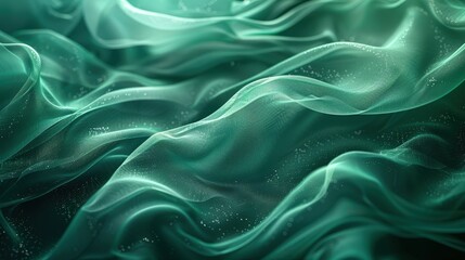 Obraz premium Flowing green silk fabric with delicate texture and shimmer.
