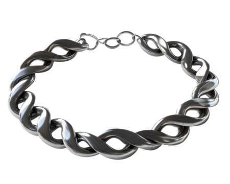 Stylish silver chain bracelet on a white isolated background.