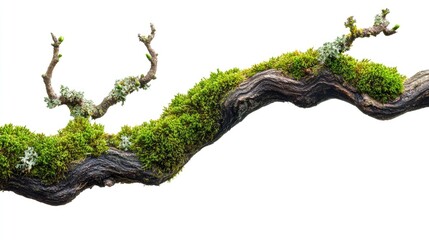 Moss-covered tree branch, creating a highly realistic and detailed look, cut out