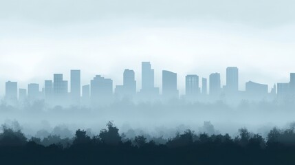 Naklejka premium Muted City Skyline with Faint Building Outlines