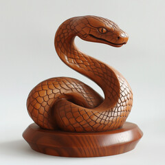 Fototapeta premium Wooden snake on a white background, chinese new year