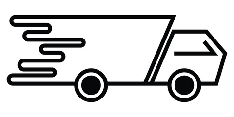Fast Delivery Truck Icon, Delivery Van Icon, Vehicle Symbol, Parcel To Deliver, Courier Service, Shopping Online Object, Lorry, Cargo Van Sign, Transportation Design Elements. Design eps 10
