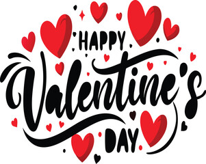 Happy Valentine's day typography lettering isolated on white background 2