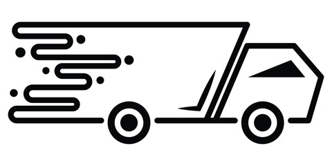 Fast Delivery Truck Icon, Delivery Van Icon, Vehicle Symbol, Parcel To Deliver, Courier Service, Shopping Online Object, Lorry, Cargo Van Sign, Transportation Design Elements. Design eps 10