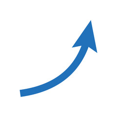Blue arrow pointing upward flat vector design