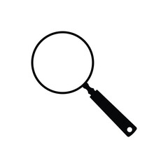 Magnifying glass black and white flat vector icon and symbol design