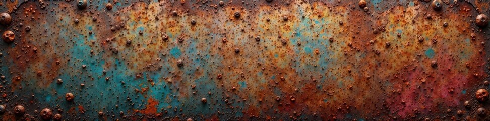 Naklejka premium Rusty, grimy metal surface with deep scratches, brown, texture, metal