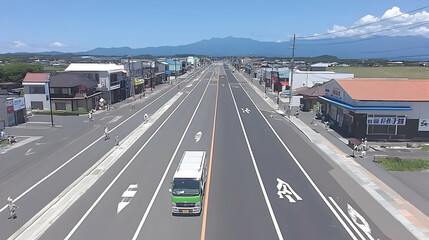 Scenic Town Road Aerial View Illustration