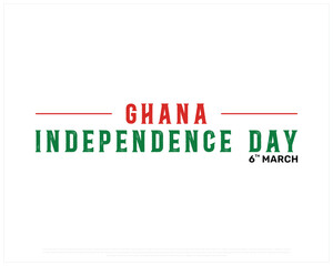 GHANA Independence Day vector design on a white background, Typographic Design of GHANA Independence Day, Flag colors of GHANA, Vector design of Ghana national day 