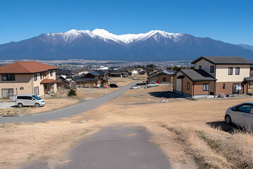 Snowy Mountain View Residential Area Photo