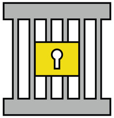 jail, prison icon. vector glyph icon for your website, mobile, presentation, and logo design. Criminal jail, prison icon in color icon. Design eps 10