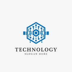 technology logo design in monogram style, minimalist, suitable for technology companies