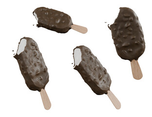 Bitten Ice Cream isolated on white