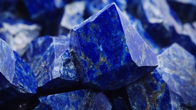 Raw lapis lazuli mineral stones showing intense blue color. Gem stone concept
