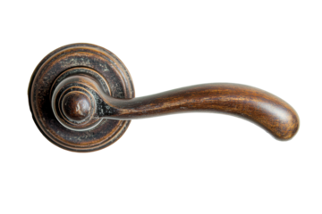Classic Door Handle on Wood isolated on transparent background