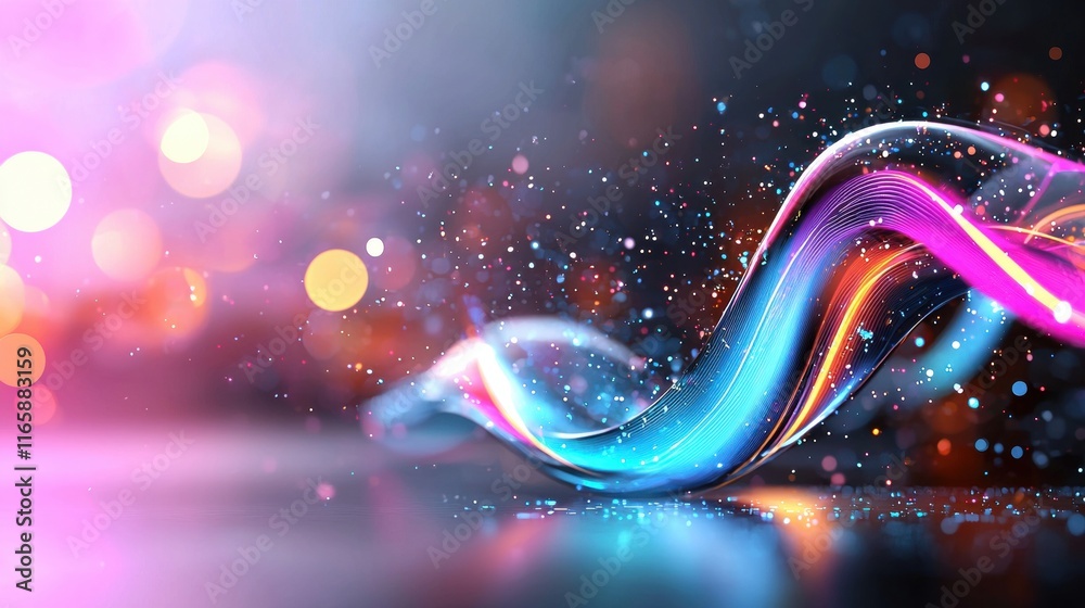 Poster a vibrant swirl of colors with sparkling particles, creating a dynamic and energetic visual effect a