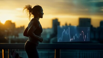 Athlete running with digital performance graph overlay - Powered by Adobe