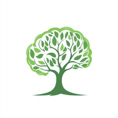 Green stylized tree with abundant leaves
