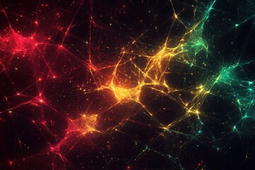 Obraz premium Colorful abstract representation of interconnected neurons in a cosmic setting