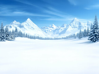Obraz premium Snowy Mountain Winter Landscape 3D Render