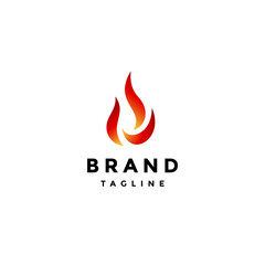 Simple Hot Burning Fire Symbol Logo Design. Abstract Blazing Fire Icon Logo Design.