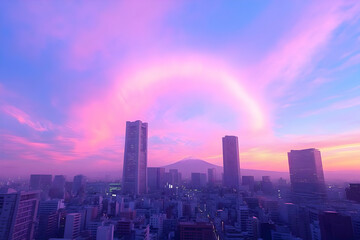 Fototapeta premium Cityscape Sunset Illustration