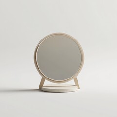 Fototapeta premium 3D rendering of a cute, mini-sized table mirror with a minimalist frame and soft reflections on a bright white background