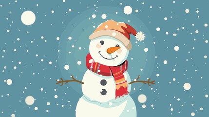 Fototapeta premium Adorable Snowman Vector Illustration for Winter Designs