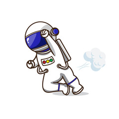 Cute Astronaut flying and fart vector illustration cartoon design
