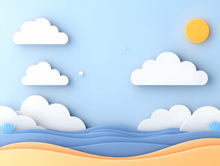 Obraz premium Paper Cutout Seascape Illustration