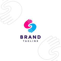 Switch Hands Initial S Letter Logo Design. Simple Two Hands Switching Logo Design.