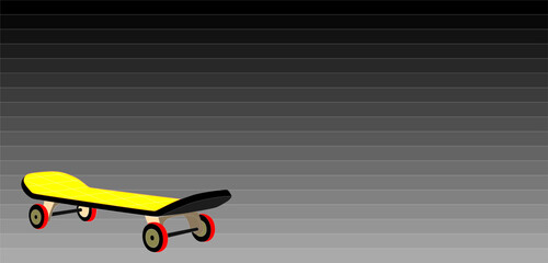 The image evokes a sense of youth, energy, and freedom associated with skateboarding. The minimalist composition focuses attention solely on the skateboard