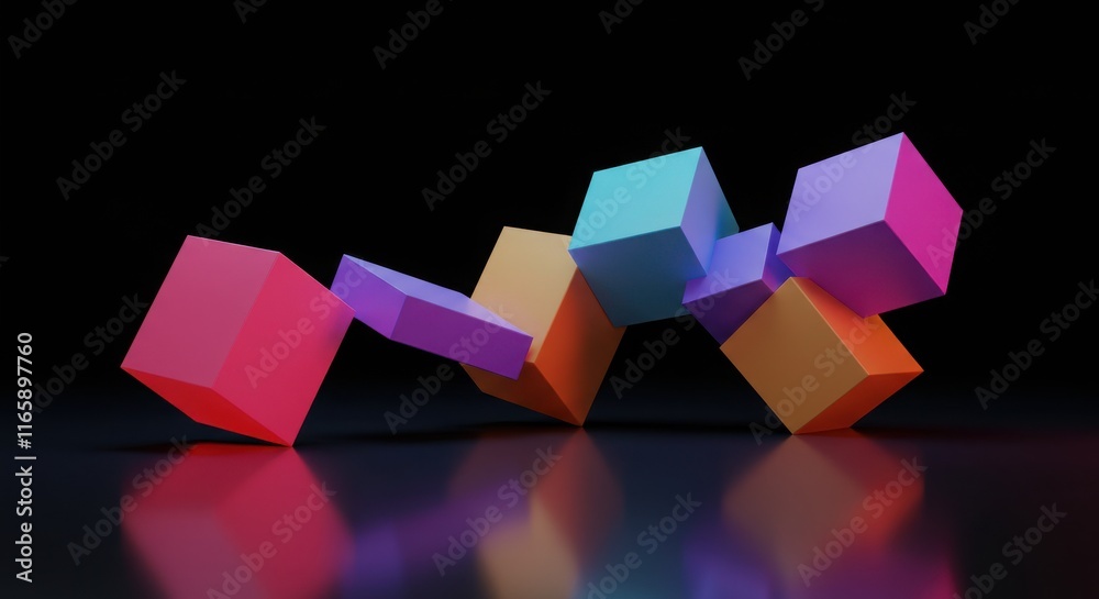 Poster 3d abastack background, abstact hexagon background in memphis style, 3d style a dynamic minimalist m