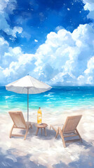 Beach Chairs Summer Illustration