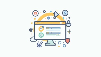 Professional CRM Customer Relationship Management Flat Icon for App Development