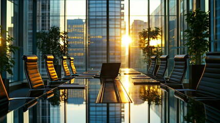 これからミーティングが始まりそうな会議室の画像