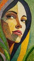 Colorful Mosaic Portrait of a Woman