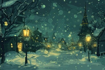 Obraz premium Elegant Christmas card with glowing ornaments and festive decorations